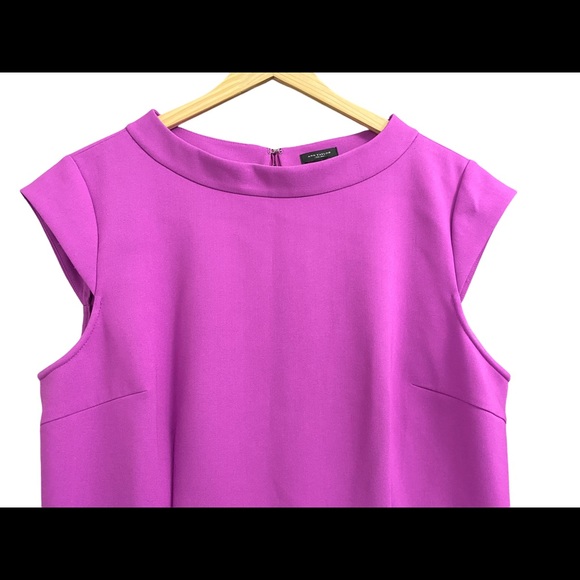 Ann Taylor Like New! Classic Dress Rayon Mix Lovely Spring Purple Women’s Sz 12 - Picture 2 of 4